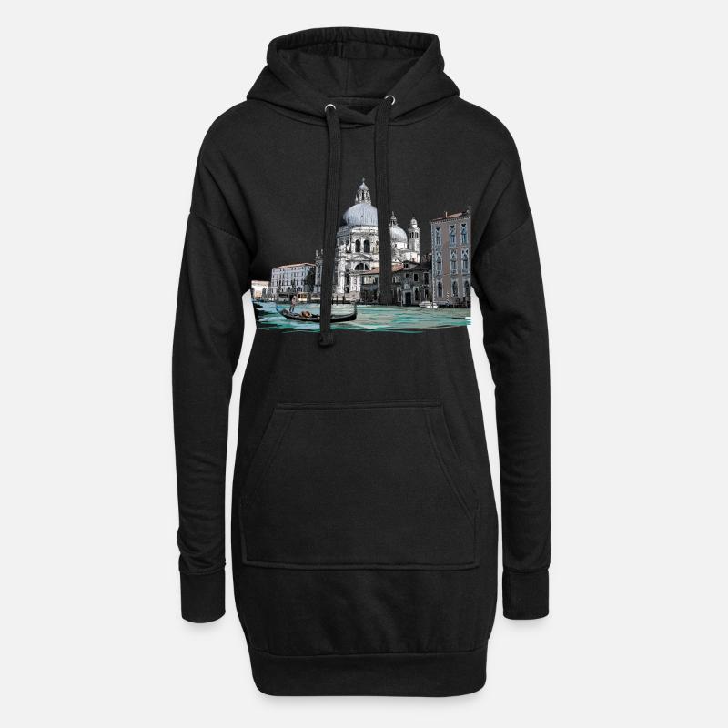 Venedig - Hoodie-Kleid - Schwarz