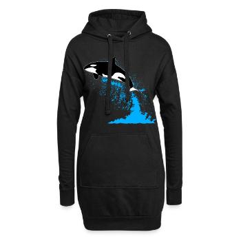 Orque, épaulard, épaulard, épaulard, mer - Sweat-shirt à capuche long Femme - noir - Devant