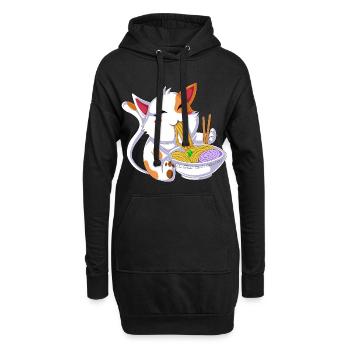 Ramen mangeant des chats - Sweat-shirt à capuche long Femme - noir - Devant