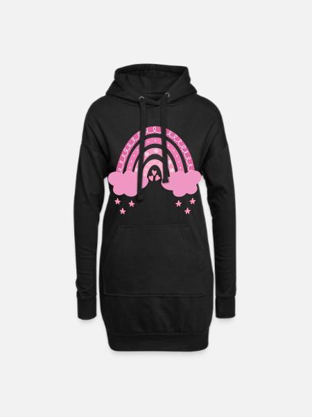 Boho Regenbogen - Hoodie-Kleid - Schwarz