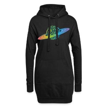Planet Regenbogen - Hoodie-Kleid - Schwarz - Vorne