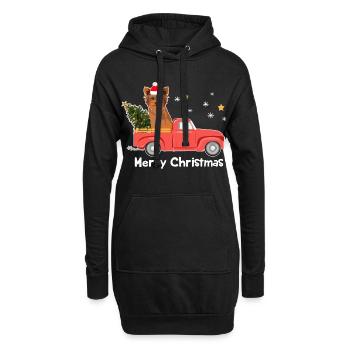 Yorkie Weihnachtsbaum-Pickup-Truck - Hoodie-Kleid - Schwarz - Vorne