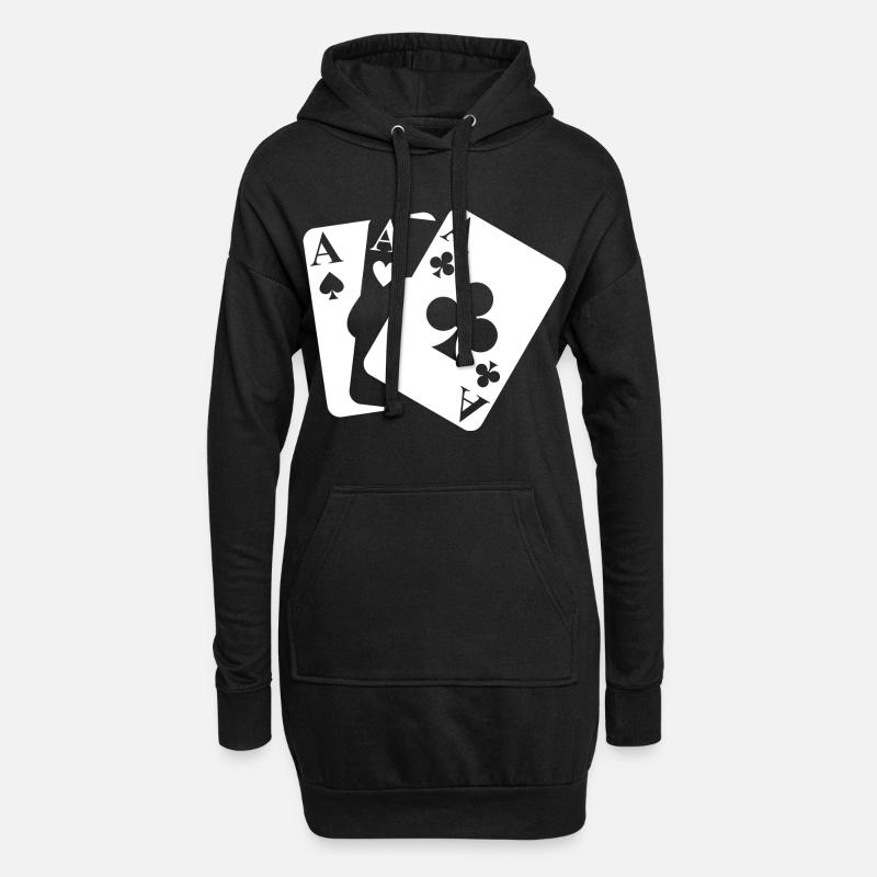 Spielkarten - Hoodie-Kleid - Schwarz