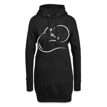 Wolf bei Vollmond - Hoodie-Kleid - Schwarz - Vorne