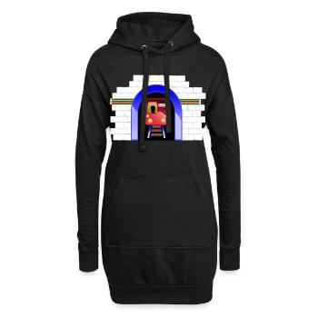 Blauer Tunnelzug im Torbogen - Hoodie-Kleid - Schwarz - Vorne