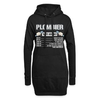 Plombier Tarifs Horaires - Sweat-shirt à capuche long Femme - noir - Devant