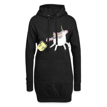 Einhorn geht zur Schule - Hoodie-Kleid - Schwarz - Vorne