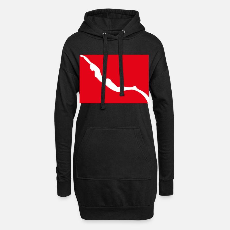 Freitauchflagge mit Mädchen Freediver - Hoodie-Kleid - Schwarz