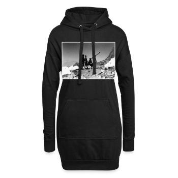 Trois hommes et un télescope - Sweat-shirt à capuche long Femme - noir - Devant
