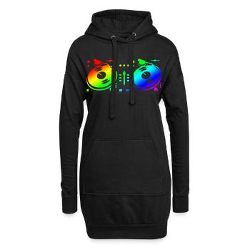 Turntable Disc Jockey - Hoodie-Kleid - Schwarz - Vorne