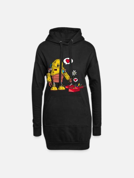 Robot amoureux - Sweat-shirt à capuche long Femme - noir