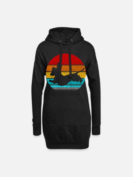 teckel rétro vinatge - Sweat-shirt à capuche long Femme - noir