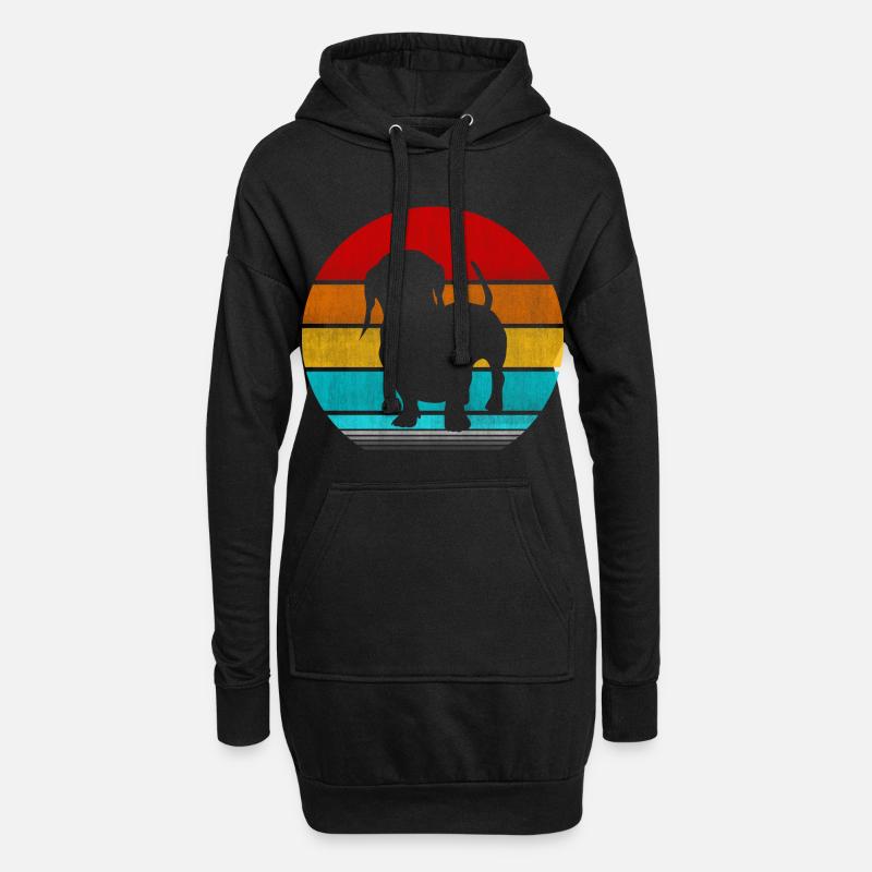 Dackel - Hoodie-Kleid - Schwarz