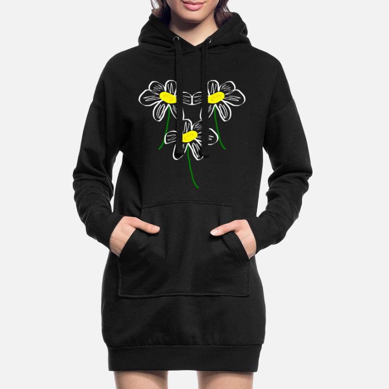 Fleur Blanche Fleurs Blanches Fleurs Blanches Fleurs Blanches Sweat-shirt à capuche long Femme