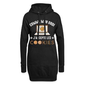 Accepte les Cookies Geek Gamer Cadeau Humour - Sweat-shirt à capuche long Femme - noir - Devant