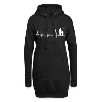 Vater und Sohn Tochter Kind Herzschlag - Hoodie-Kleid - Schwarz - Vorne