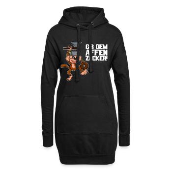 Gib dem Affen Zucker Spruch - Hoodie-Kleid - Schwarz - Vorne