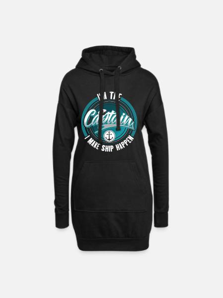 Captain Sailing Motorboat Boat Ship Sailor - Hoodie Dress - black