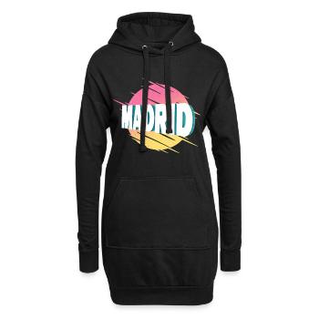 Madrid Spanien Stadt Schrift Vintage Retro - Hoodie-Kleid - Schwarz - Vorne