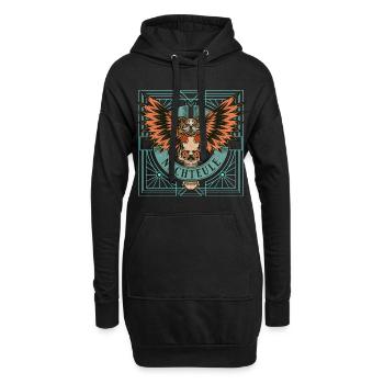 Nachteule Schädel Pank - Hoodie-Kleid - Schwarz - Vorne
