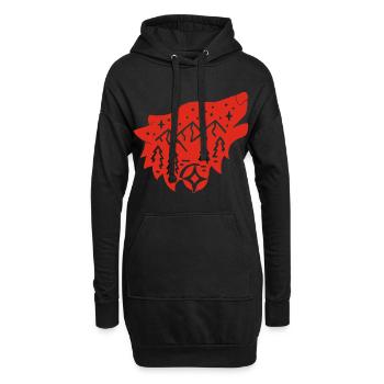 Roter Wolf Totem der Natur - Hoodie-Kleid - Schwarz - Vorne