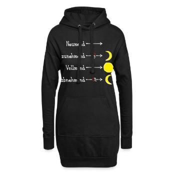 Mondphasen mit Eselsbrücke - hell - Hoodie-Kleid - Schwarz - Vorne