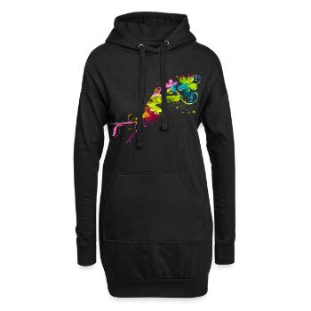 colobri - Sweat-shirt à capuche long Femme - noir - Devant