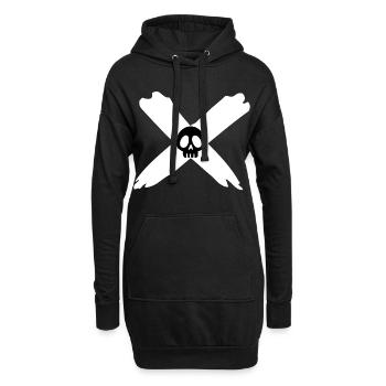 Totenkopf und weißes Kreuz - Hoodie-Kleid - Schwarz - Vorne