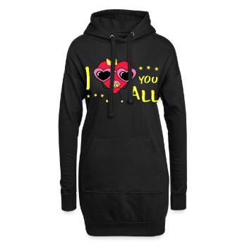 Je vous aime tous - Sweat-shirt à capuche long Femme - noir - Devant