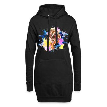 Tiger Splash Grunge Colorful Animal Predator Art - Sweat-shirt à capuche long Femme - noir - Devant