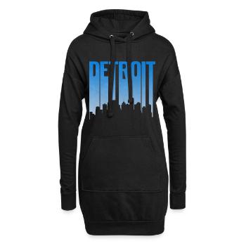 Lettres Detroit Skyline Design Bleu - Sweat-shirt à capuche long Femme - noir - Devant