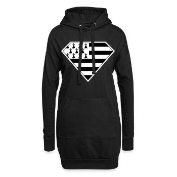 Super Gwenn Ha Du Breizh Cadeau de Bretagne - Sweat-shirt à capuche long Femme - noir - Devant