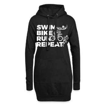 Swim Bike Run Repeat - Hoodie-Kleid - Schwarz - Vorne