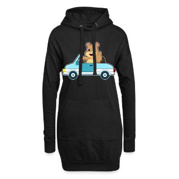 Bär Auto - Hoodie-Kleid - Schwarz - Vorne