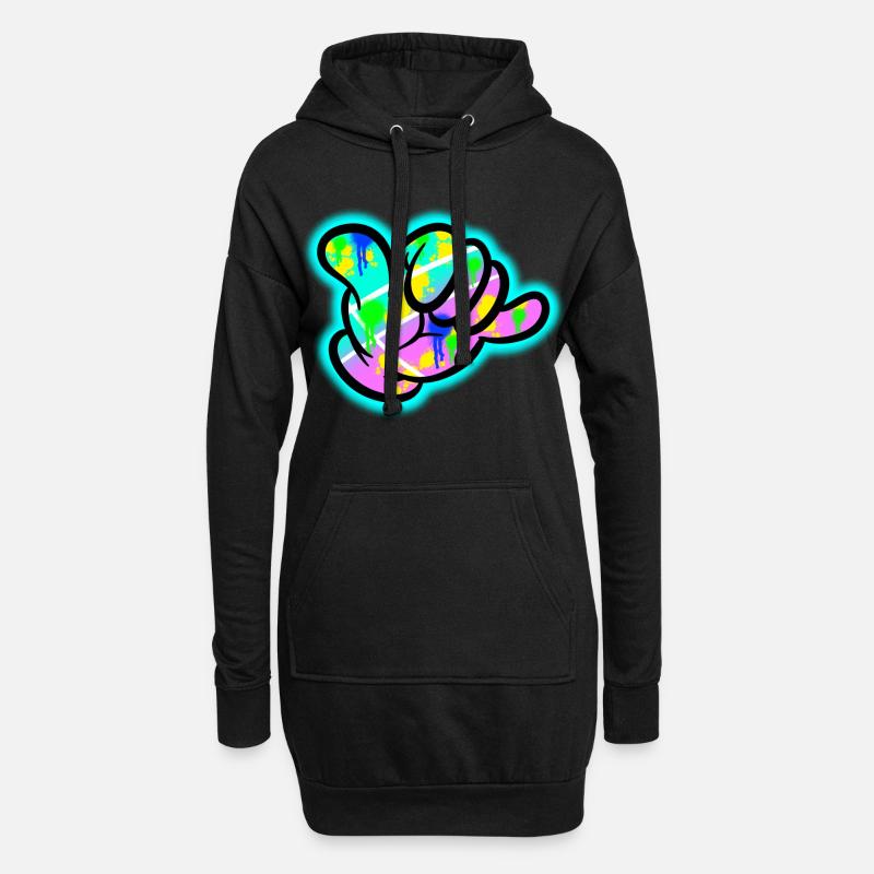 Shaka Graffiti Farbexplosion - Hoodie-Kleid - Schwarz
