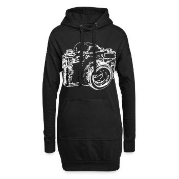 Croquis de caméra classique - Sweat-shirt à capuche long Femme - noir - Devant