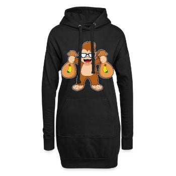 Affe Bandit Geldsack - Hoodie-Kleid - Schwarz - Vorne