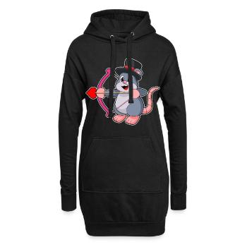 Mariage avec le grand chapeau de marié souris - Sweat-shirt à capuche long Femme - noir - Devant