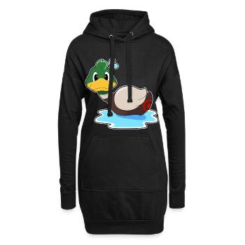 Ente Schwimmen - Hoodie-Kleid - Schwarz - Vorne