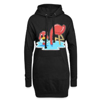 Flamingo Fisch - Hoodie-Kleid - Schwarz - Vorne