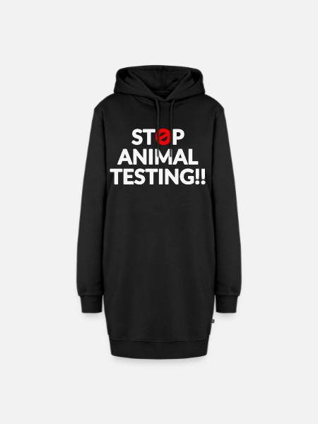 Stop Animal Testing - Hoodie-Kleid - Schwarz