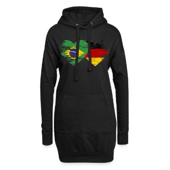 Brasilien Deutschland Flagge used Herz - Hoodie-Kleid - Schwarz - Vorne