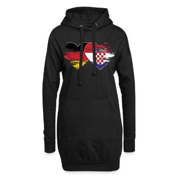 Deutschland Kroatien Flagge used Herz - Hoodie-Kleid - Schwarz - Vorne