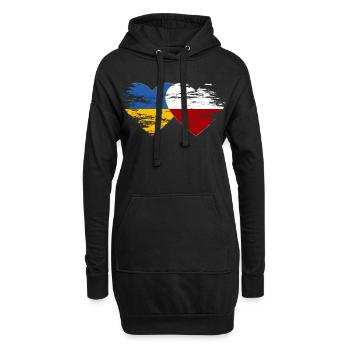 Ukraine Polen Flagge used Herz - Hoodie-Kleid - Schwarz - Vorne