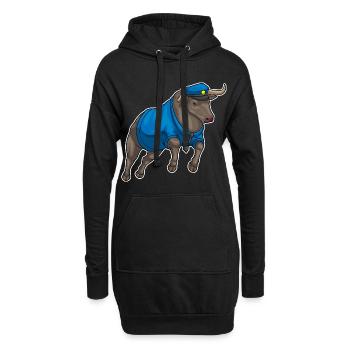 Stier Polizist Polizeimütze Polizei - Hoodie-Kleid - Schwarz - Vorne