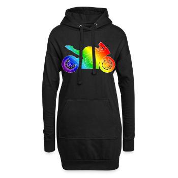 Moto supersport aux couleurs de l’arc-en-ciel - Sweat-shirt à capuche long Femme - noir - Devant