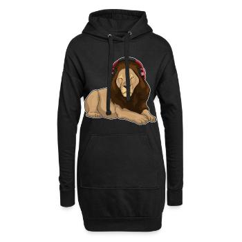 Leo Casque Musique - Sweat-shirt à capuche long Femme - noir - Devant