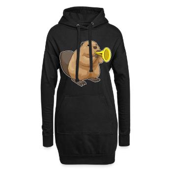 Beaver Musician Trompette Musique - Sweat-shirt à capuche long Femme - noir - Devant