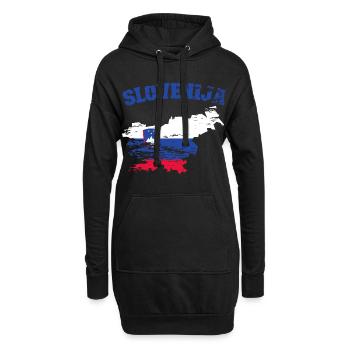 Slowenien Flagge Landkarte used - Hoodie-Kleid - Schwarz - Vorne