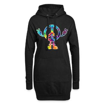 Peacezeichen Friedenszeichen tie dye - Sweat-shirt à capuche long Femme - noir - Devant